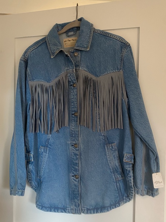Free People Jackets & Blazers - free people fringe denim jacket